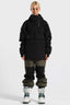 Women's Black Asymmetric Kangaroo Pocket Ski Anorak Waterproof Insulated Snow Anoraks