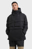 Men's Black Asymmetric Kangaroo Pocket Ski Anorak Waterproof Insulated Snow Anoraks