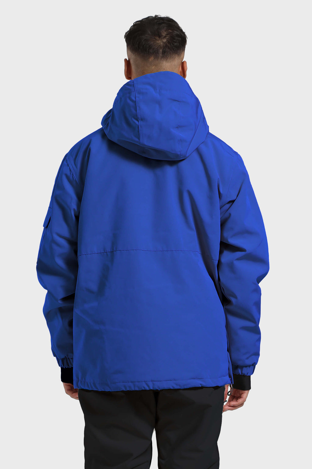 Men's White Asymmetric Kangaroo Pocket Ski Anorak Waterproof Insulated Snow Anoraks