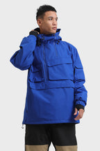 Men's Brown Asymmetric Kangaroo Pocket Ski Anorak Waterproof Insulated Snow Anoraks