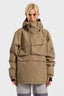 Women's Brown Asymmetric Kangaroo Pocket Ski Anorak Waterproof Insulated Snow Anoraks