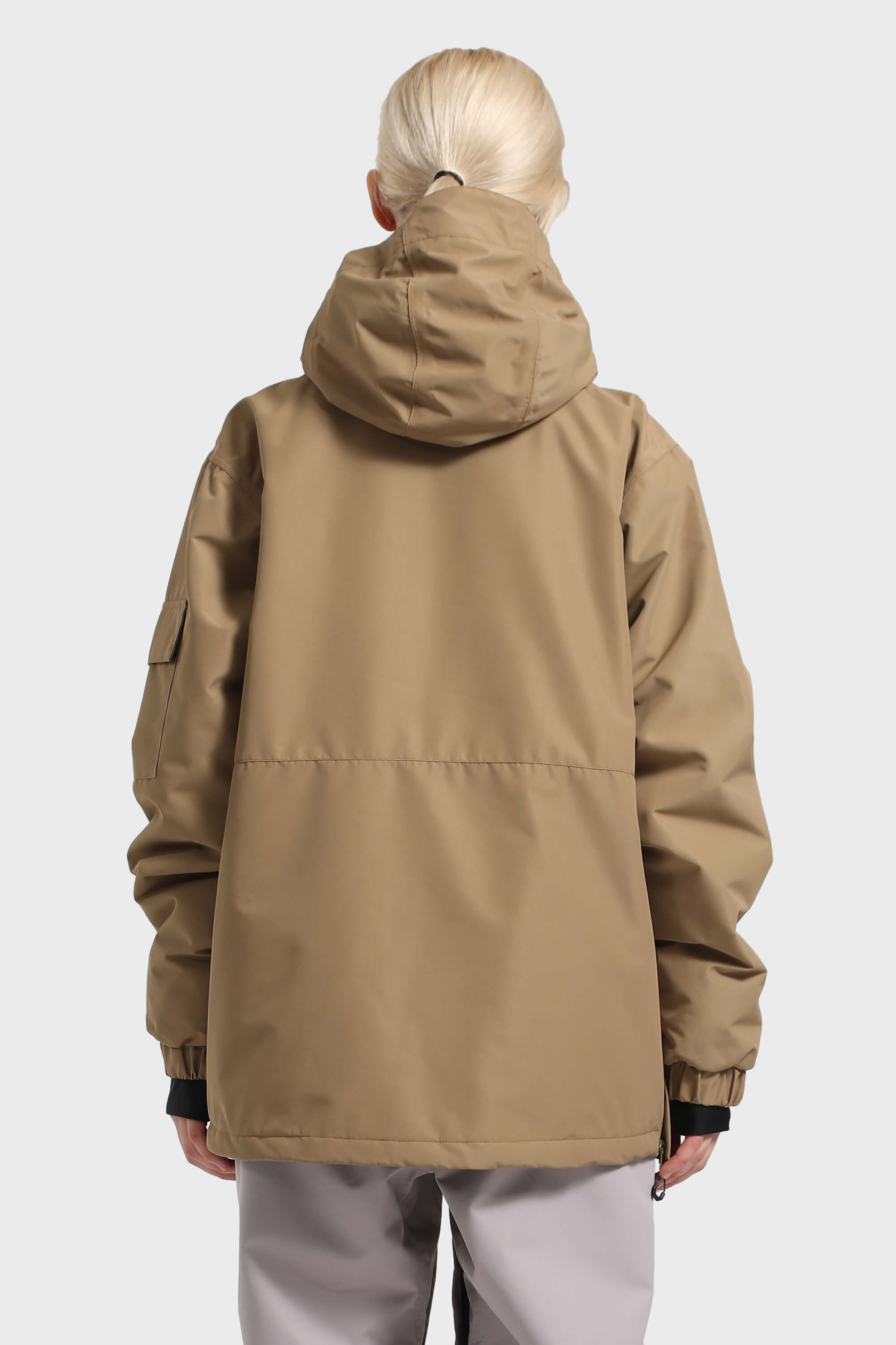 Women's Brown Asymmetric Kangaroo Pocket Ski Anorak Waterproof Insulated Snow Anoraks Secondary image