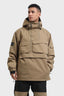 Men's Brown Asymmetric Kangaroo Pocket Ski Anorak Waterproof Insulated Snow Anoraks