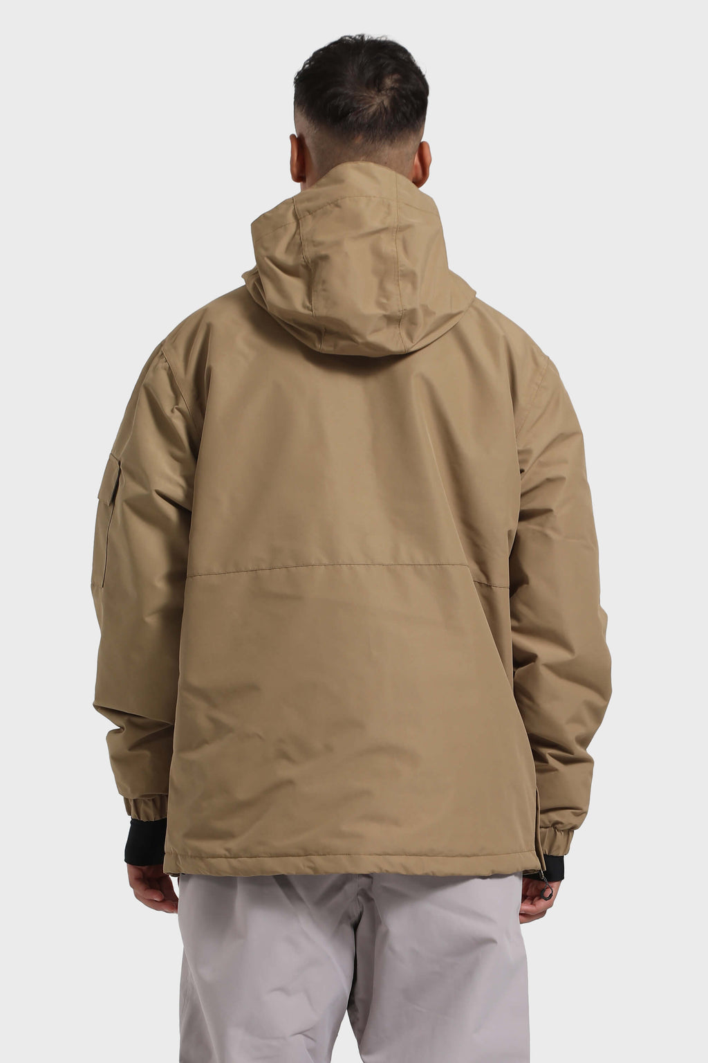 Men's Black Asymmetric Kangaroo Pocket Ski Anorak Waterproof Insulated Snow Anoraks