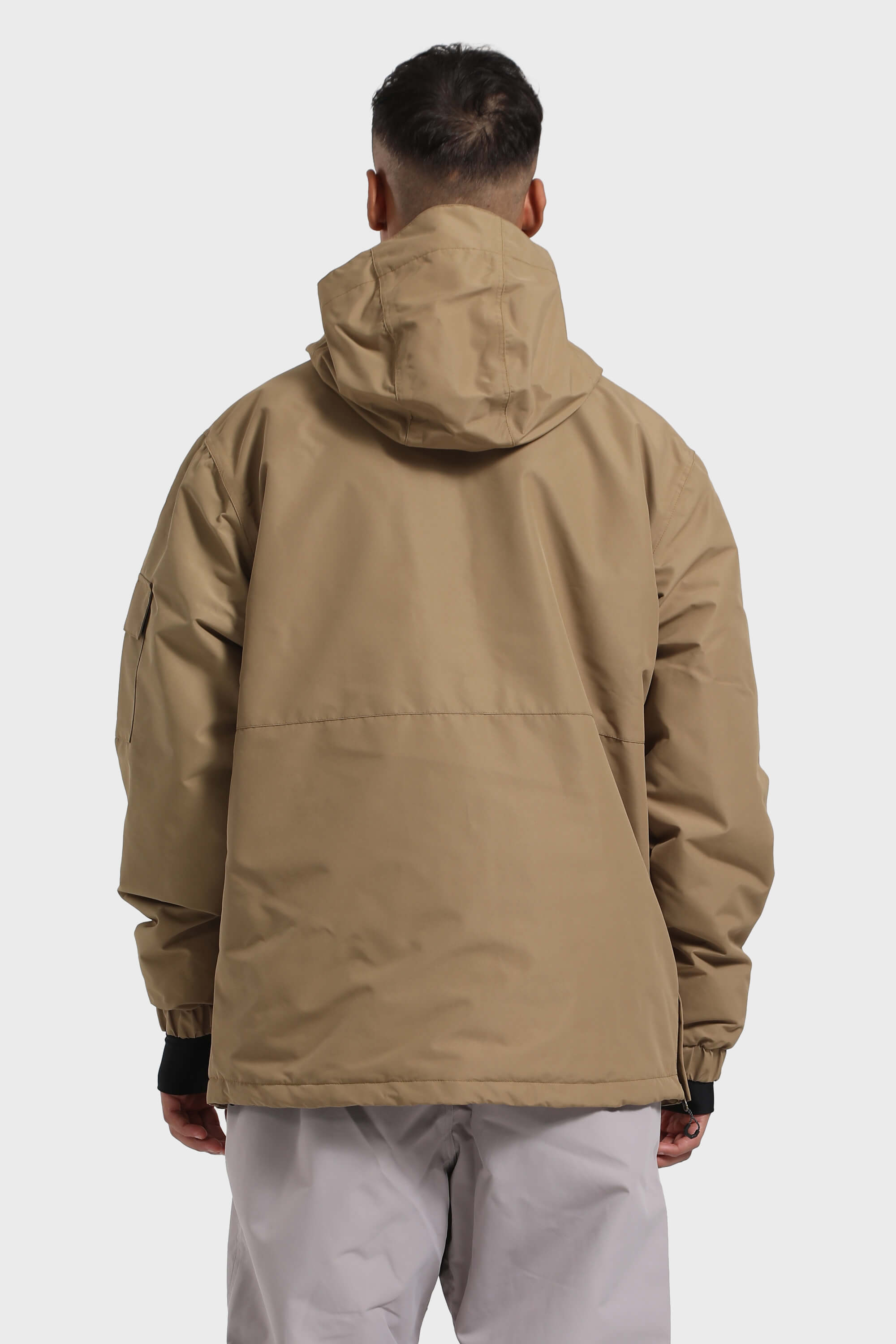 Men's Black Asymmetric Kangaroo Pocket Ski Anorak Waterproof Insulated Snow Anoraks