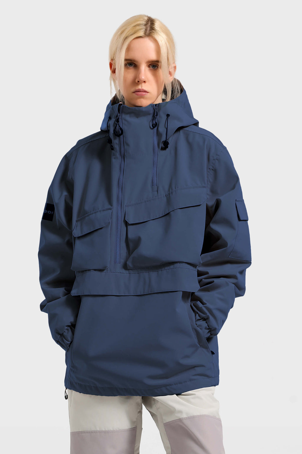 Women's Pink Asymmetric Kangaroo Pocket Ski Anorak Waterproof Insulated Snow Anoraks