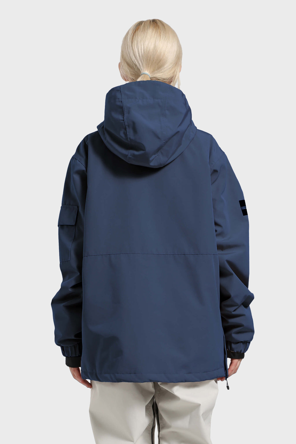 Women's Black Asymmetric Kangaroo Pocket Ski Anorak Waterproof Insulated Snow Anoraks