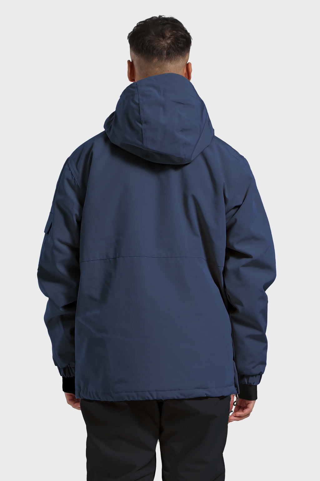 Men's Black Asymmetric Kangaroo Pocket Ski Anorak Waterproof Insulated Snow Anoraks