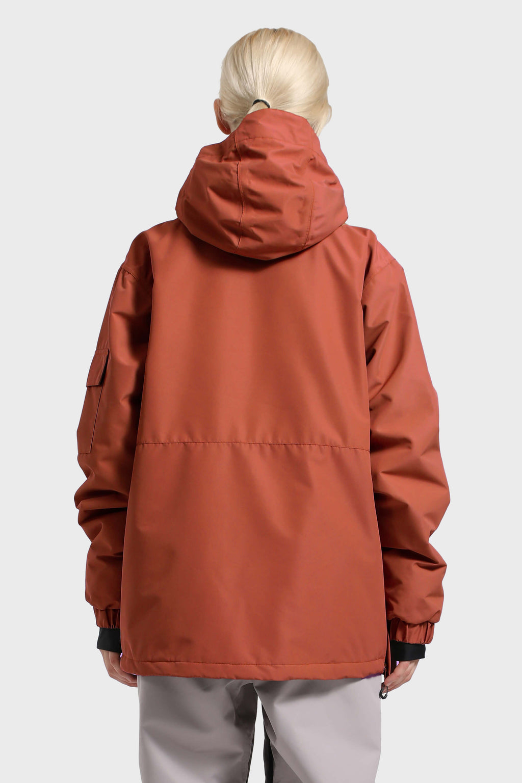 Women's Black Asymmetric Kangaroo Pocket Ski Anorak Waterproof Insulated Snow Anoraks