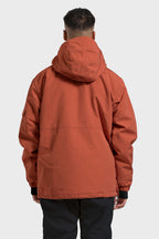 Men's Pink Asymmetric Kangaroo Pocket Ski Anorak Waterproof Insulated Snow Anoraks