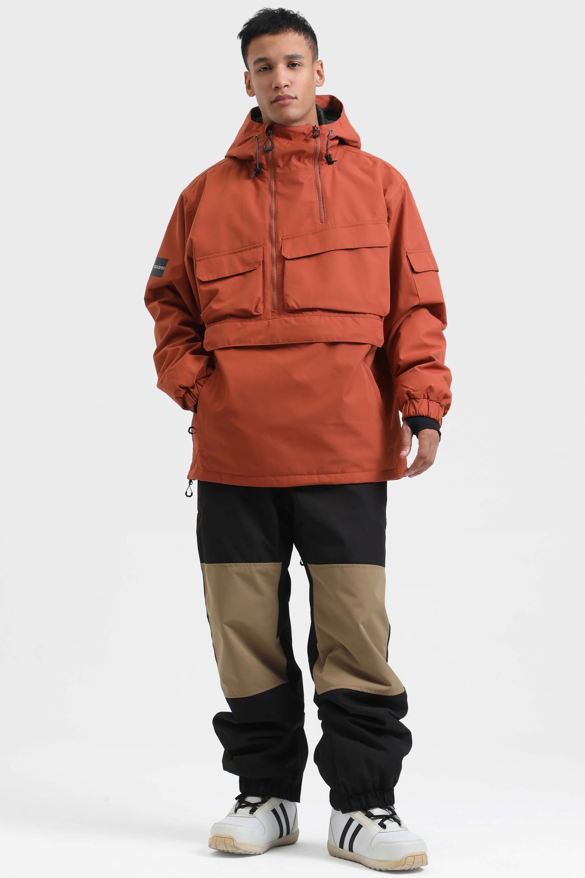 Men's Navy Blue Asymmetric Kangaroo Pocket Ski Anorak Waterproof Insulated Snow Anoraks