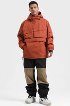 Men's Black Asymmetric Kangaroo Pocket Ski Anorak Waterproof Insulated Snow Anoraks