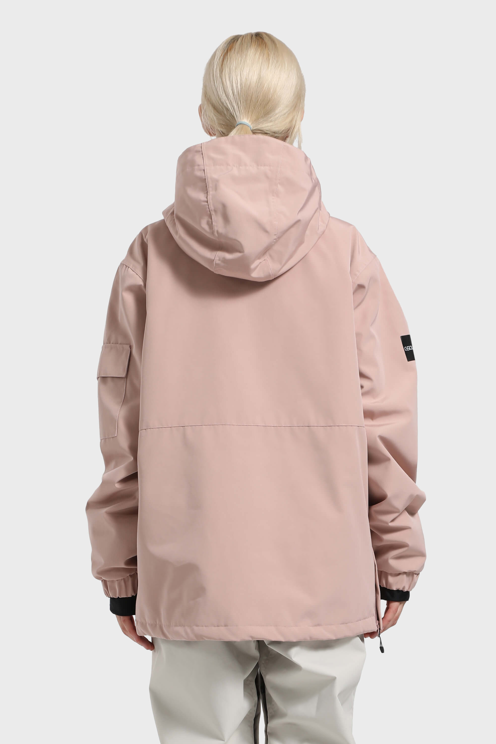 Women's Pink Asymmetric Kangaroo Pocket Ski Anorak Waterproof Insulated Snow Anoraks