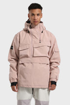 Men's Navy Blue Asymmetric Kangaroo Pocket Ski Anorak Waterproof Insulated Snow Anoraks