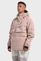 Men's Black Asymmetric Kangaroo Pocket Ski Anorak Waterproof Insulated Snow Anoraks