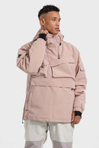 Men's Black Asymmetric Kangaroo Pocket Ski Anorak Waterproof Insulated Snow Anoraks