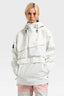 Women's White Asymmetric Kangaroo Pocket Ski Anorak Waterproof Insulated Snow Anoraks