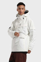 Men's Brown Asymmetric Kangaroo Pocket Ski Anorak Waterproof Insulated Snow Anoraks
