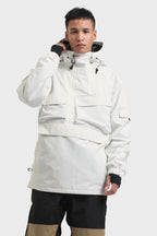 Men's Black Asymmetric Kangaroo Pocket Ski Anorak Waterproof Insulated Snow Anoraks