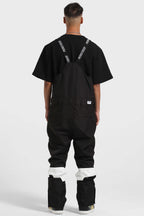 Men's Black & White Versatile Multi-Pocket Ski Bibs Snow Bibs