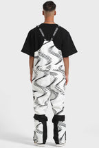 Men's Black & White Versatile Multi-Pocket Ski Bibs Snow Bibs