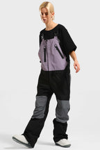 Women's Lavender & Black Lightweight Breathable Waterproof Ski Bibs Snow Bibs