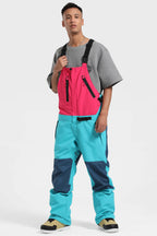 Men's Lavender & Black Lightweight Breathable Waterproof Ski Bibs Snow Bibs