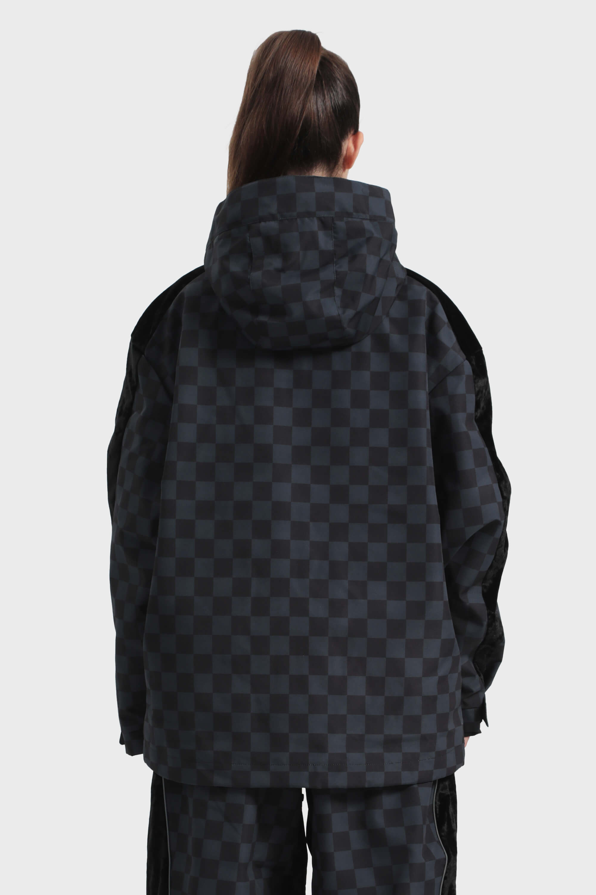 Women's Black Fleece-Lined Plaid Ski Jacket Waterproof Velvet Snow Jacket Secondary image