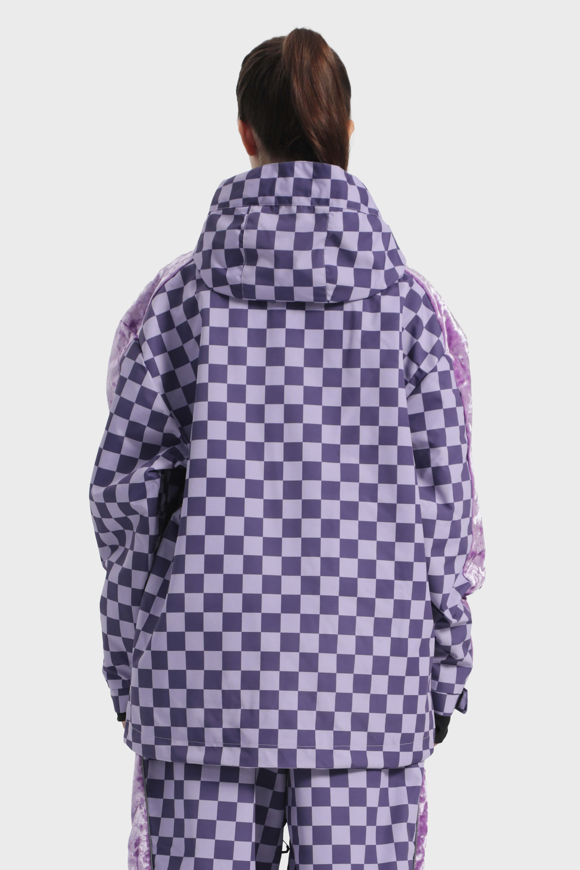 Women's Purple Fleece-Lined Plaid Ski Jacket Waterproof Velvet Snow Jacket Secondary image