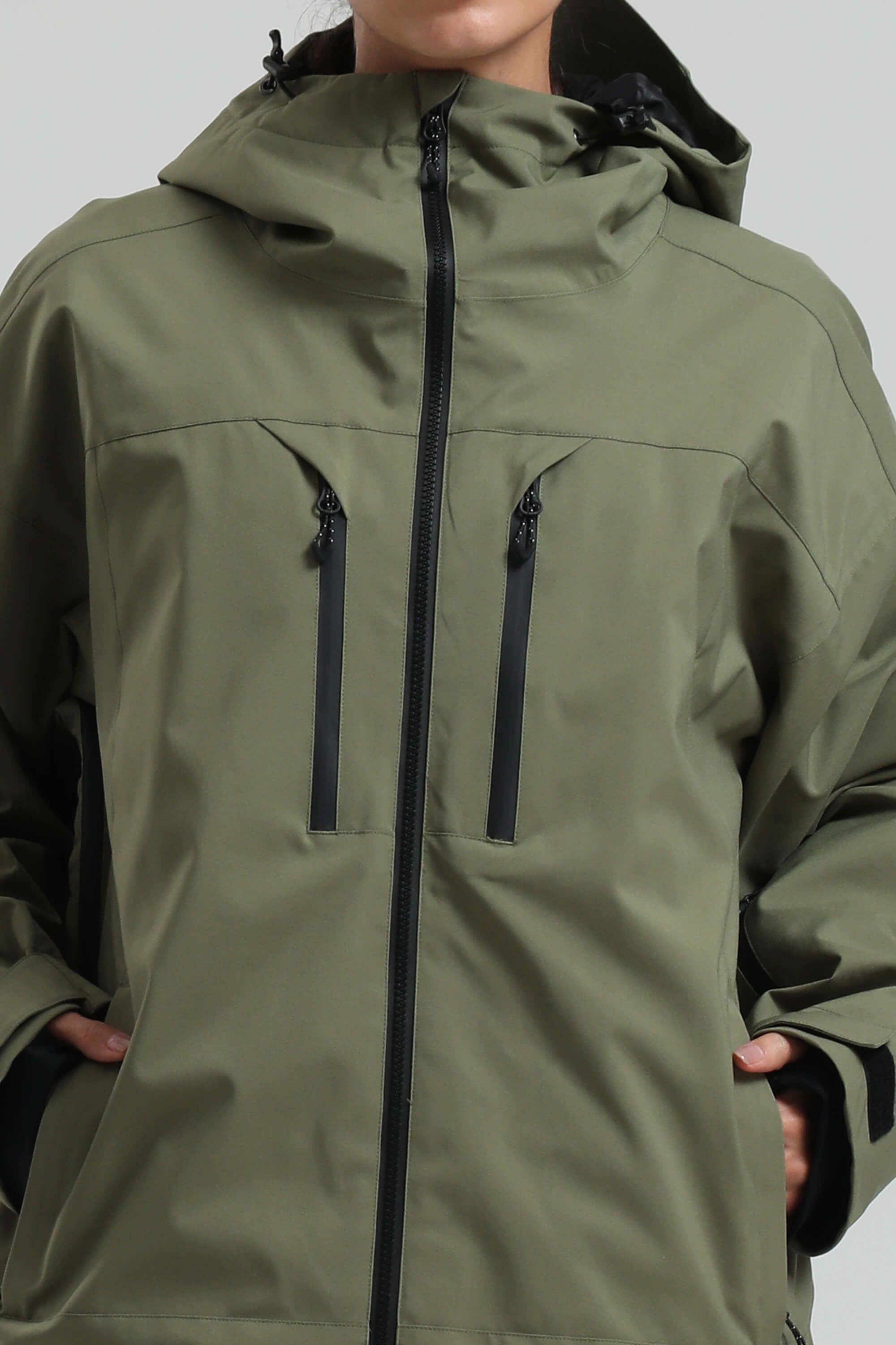Women's Army Green Multi-Pocket Dual-Vent Ski Jacket Waterproof Insulated Snow Jacket Secondary image