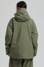 Women's Army Green Multi-Pocket Dual-Vent Ski Jacket Waterproof Insulated Snow Jacket