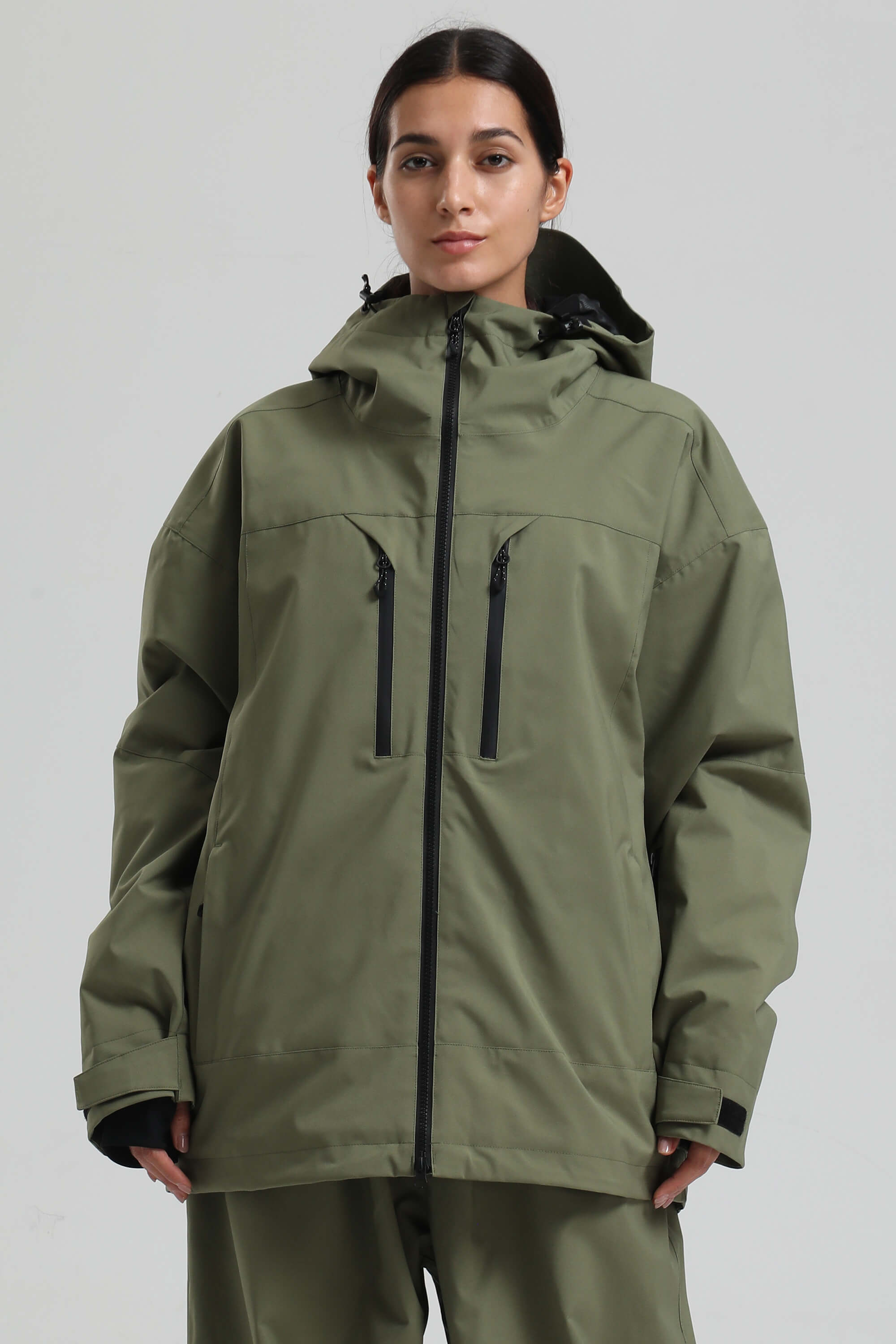 Women's Black Multi-Pocket Dual-Vent Ski Jacket Waterproof Insulated Snow Jacket