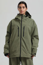 Women's Off White Multi-Pocket Dual-Vent Ski Jacket Waterproof Insulated Snow Jacket