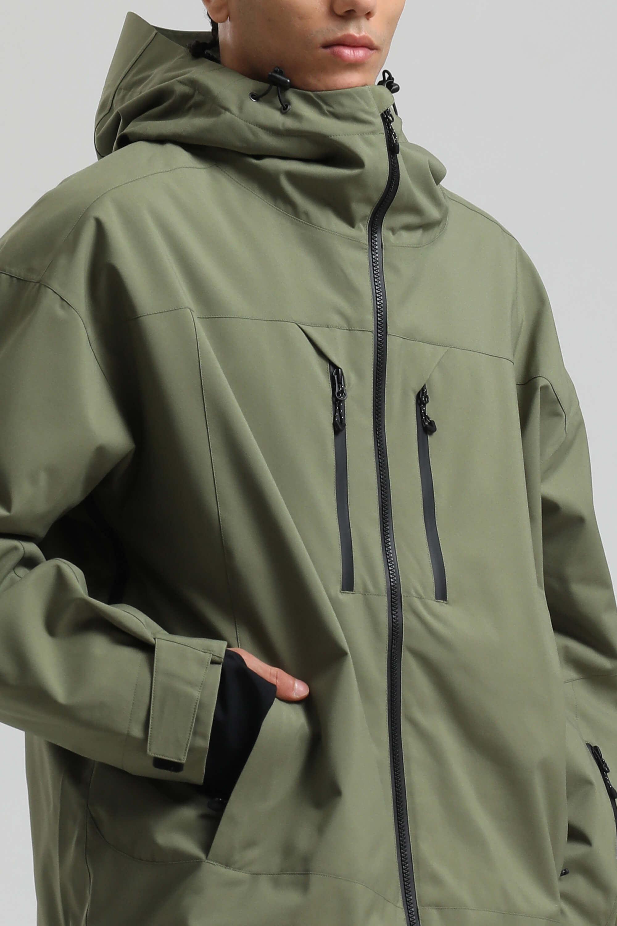 Men's Army Green Multi-Pocket Dual-Vent Ski Jacket Waterproof Insulated Snow Jacket Secondary image