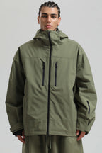 Men's Army Green Multi-Pocket Dual-Vent Ski Jacket Waterproof Insulated Snow Jacket