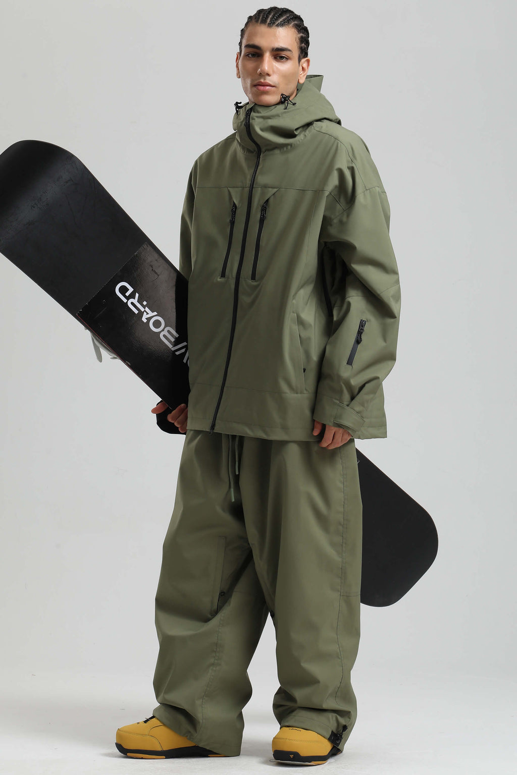 Men's Army Green Multi-Pocket Dual-Vent Ski Jacket Waterproof Insulated Snow Jacket