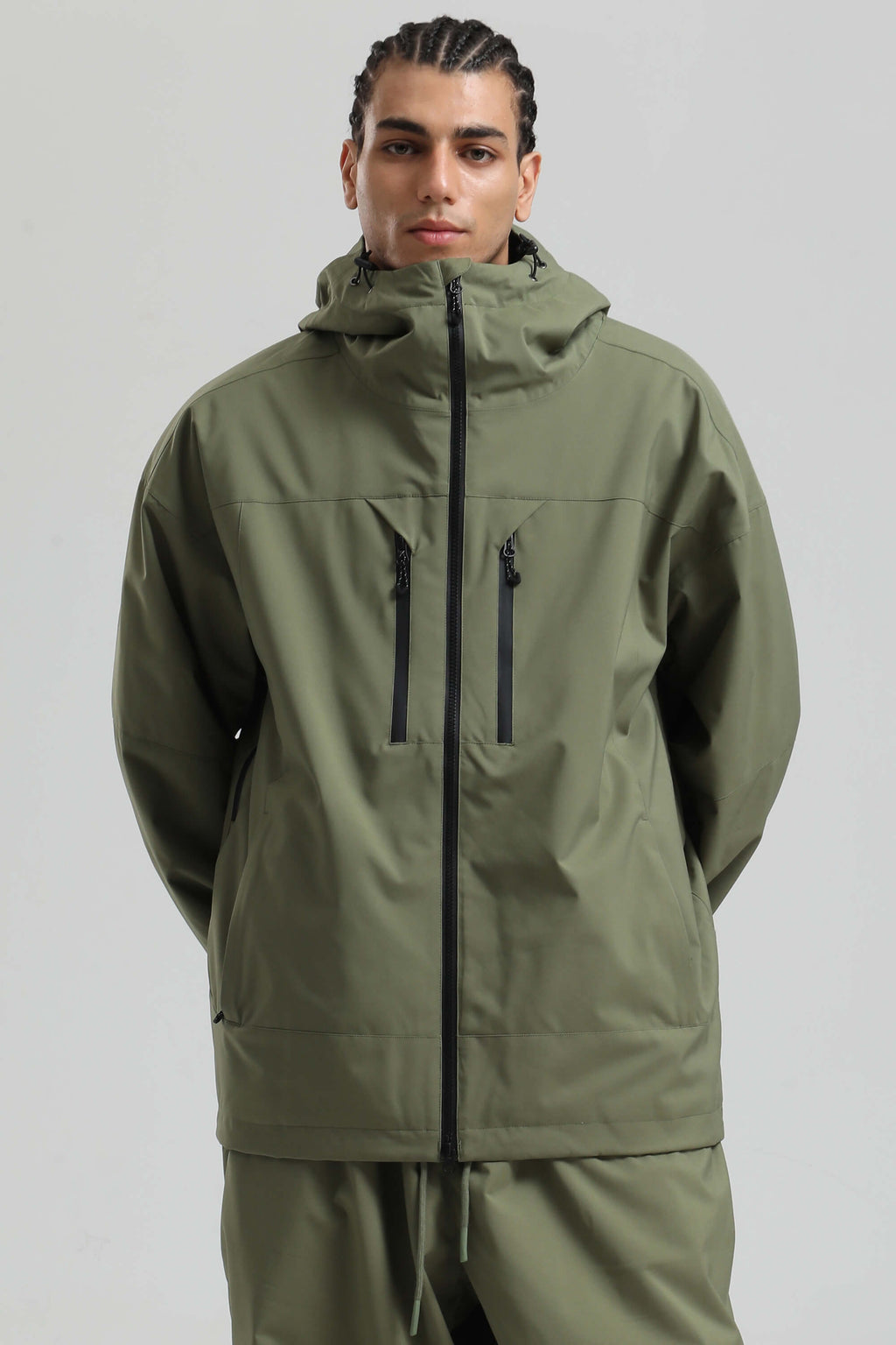 Men's Army Green Multi-Pocket Dual-Vent Ski Jacket Waterproof Insulated Snow Jacket
