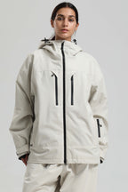 Women's Off White Multi-Pocket Dual-Vent Ski Jacket Waterproof Insulated Snow Jacket