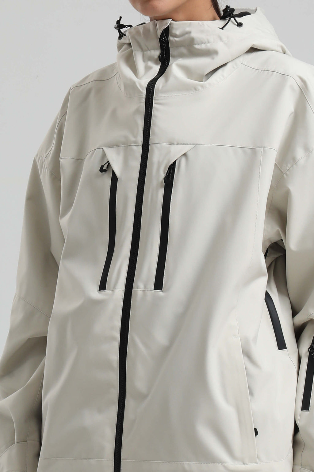 Women's Off White Multi-Pocket Dual-Vent Ski Jacket Waterproof Insulated Snow Jacket