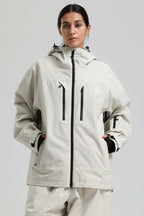 Women's Off White Multi-Pocket Dual-Vent Ski Jacket Waterproof Insulated Snow Jacket