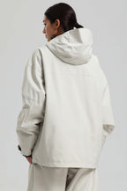 Women's Off White Multi-Pocket Dual-Vent Ski Jacket Waterproof Insulated Snow Jacket