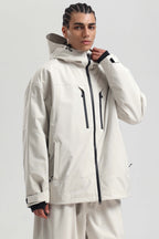 Men's Coffee Multi-Pocket Dual-Vent Ski Jacket Waterproof Insulated Snow Jacket