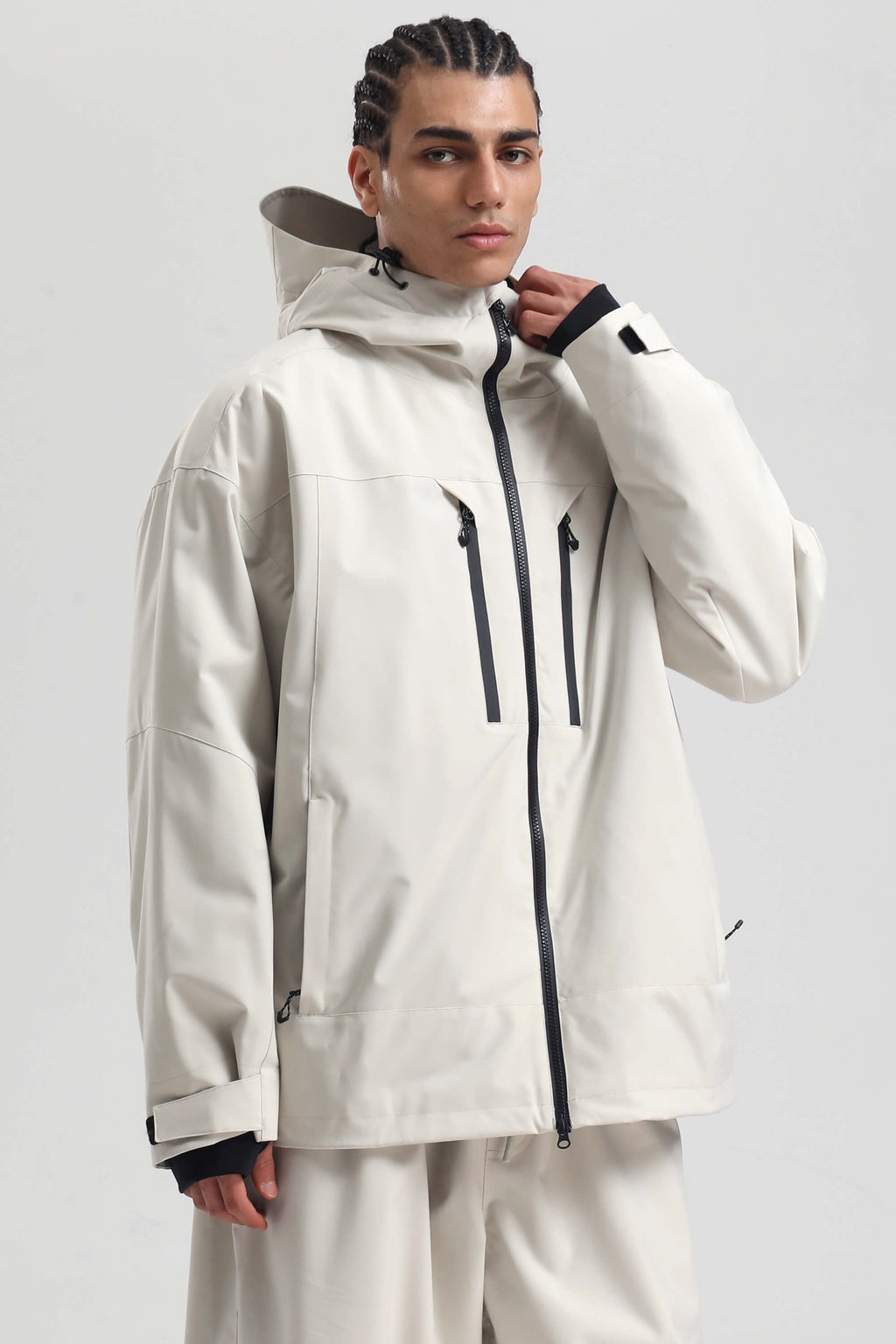 Men's Khaki Multi-Pocket Dual-Vent Ski Jacket Waterproof Insulated Snow Jacket