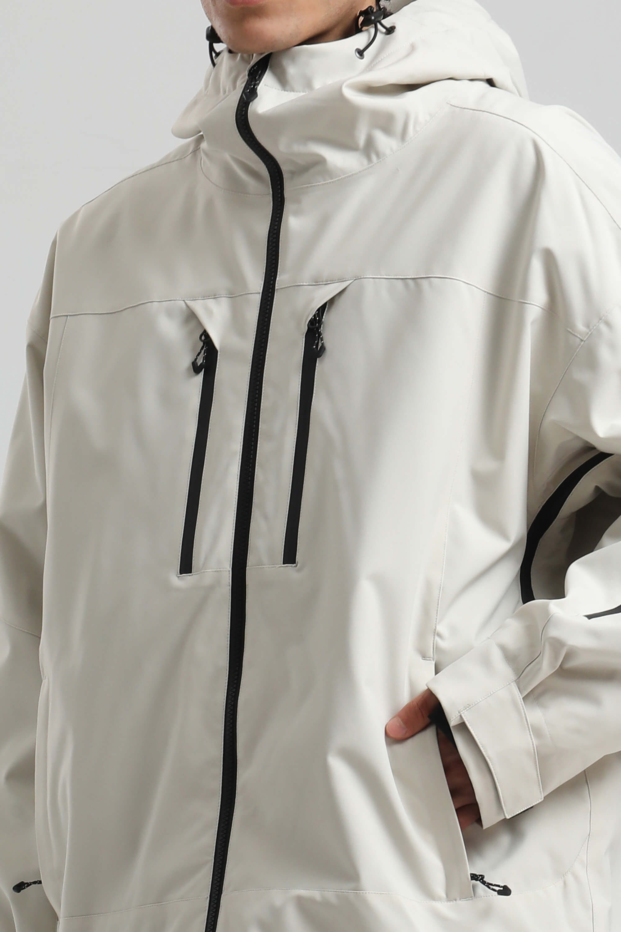 Men's Off White Multi-Pocket Dual-Vent Ski Jacket Waterproof Insulated Snow Jacket Secondary image