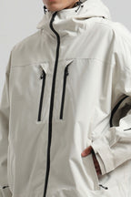 Men's Off White Multi-Pocket Dual-Vent Ski Jacket Waterproof Insulated Snow Jacket