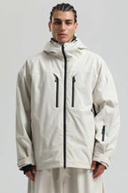 Men's Off White Multi-Pocket Dual-Vent Ski Jacket Waterproof Insulated Snow Jacket