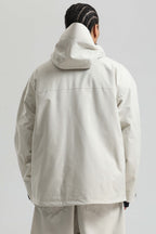 Men's Off White Multi-Pocket Dual-Vent Ski Jacket Waterproof Insulated Snow Jacket