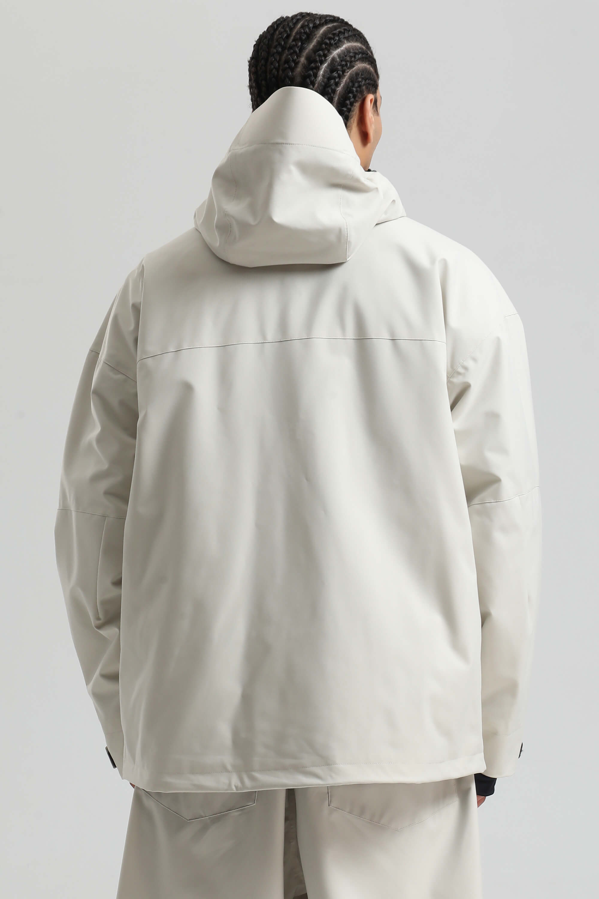 Men's Off White Multi-Pocket Dual-Vent Ski Jacket Waterproof Insulated Snow Jacket
