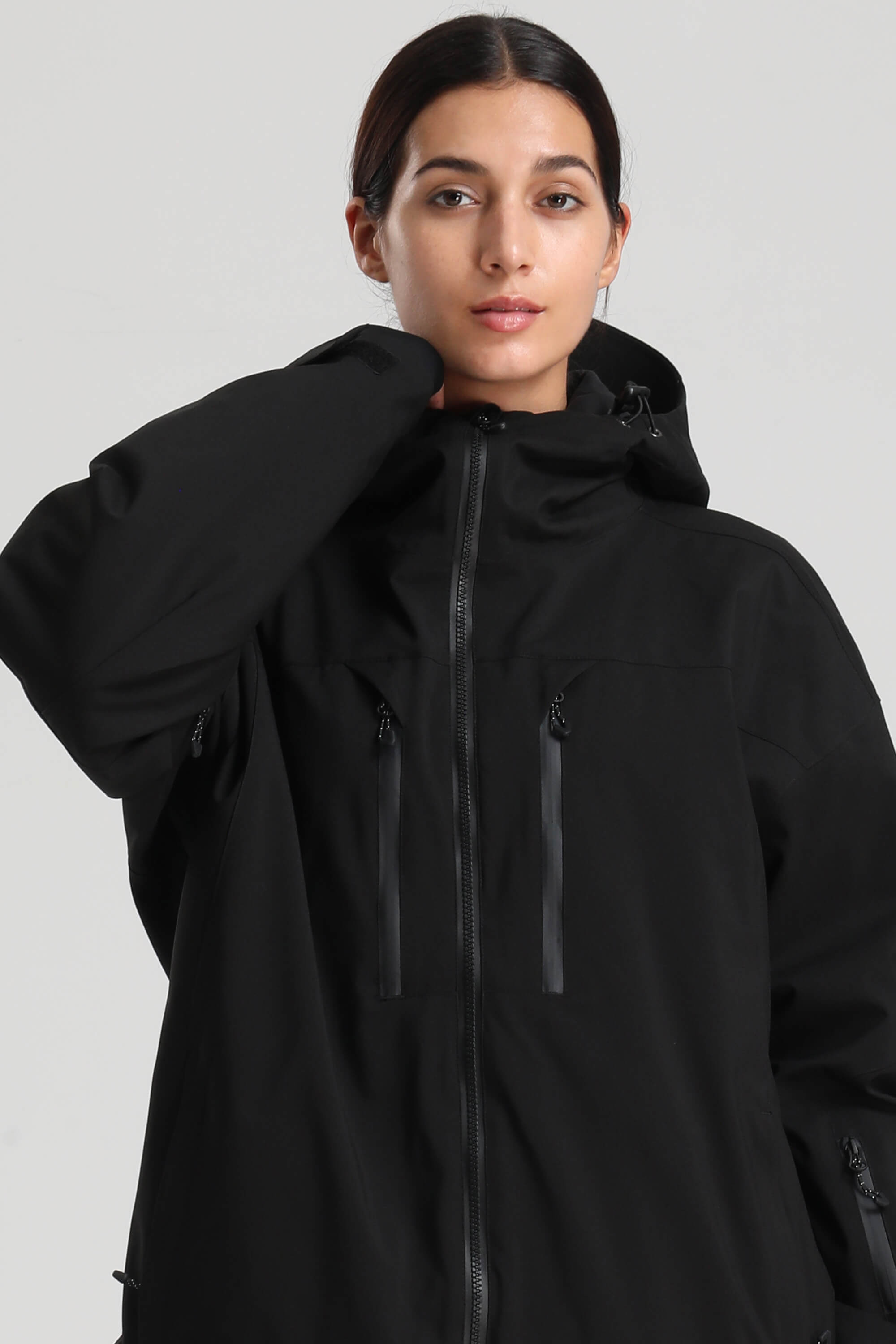 Women's Black Multi-Pocket Dual-Vent Ski Jacket Waterproof Insulated Snow Jacket