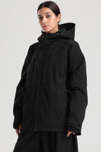 Women's Black Multi-Pocket Dual-Vent Ski Jacket Waterproof Insulated Snow Jacket